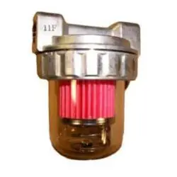 A red filter is attached to the side of a metal container.
